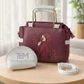 Elegant Women’s Handbag Set with Printed Design, Top Handle Tote, Crossbody Strap & Makeup Pouch